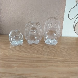 Vintage BERGDALA Trio of Glass Troll figurines, SWEDEN,  1970s