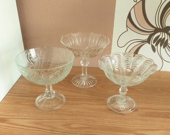 vintage Glass Sugar ou Candy Bowls SET 3