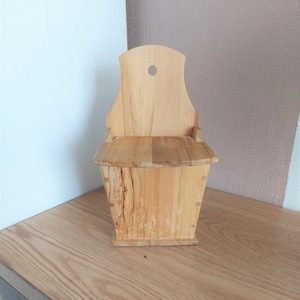 Vintage Wooden Salt Box, Vintage Hand Carved Salt Box, Kitchen Jar, 1980s