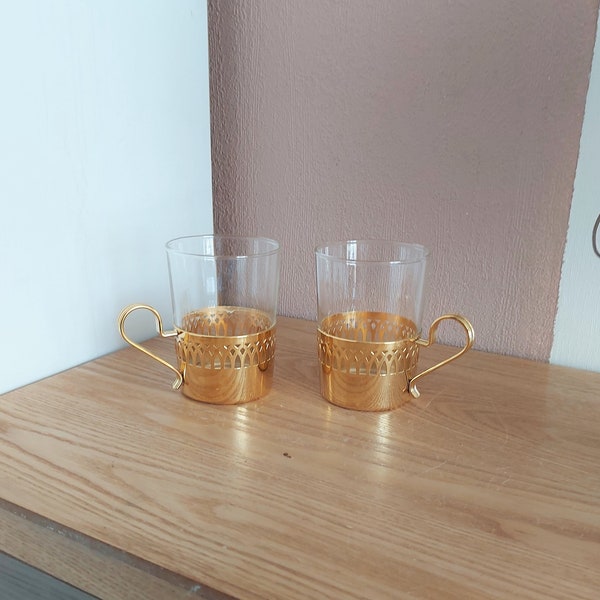 Vintage Schott Mainz Jena Er Glas Juego de tazas de CAFÉ IRLANDÉS 2