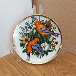 Vintage porseleinen wandbord met vogelpatroon, Japan, jaren 60