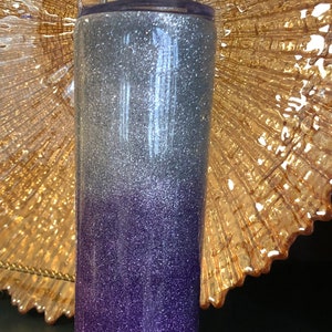Bicchiere ombré argento e viola / include paglia metallica