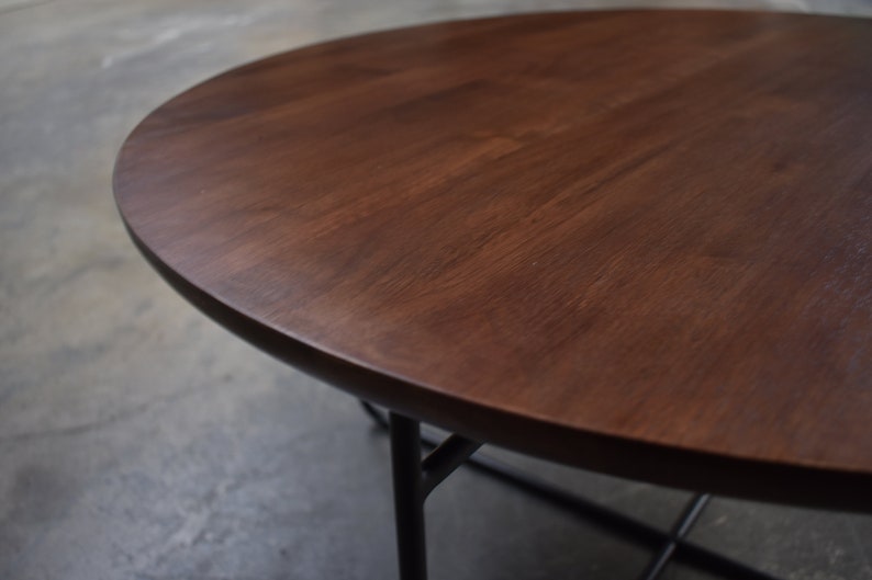 Omar Solid Walnut Round Coffee Table With Black Steel Legs Etsy