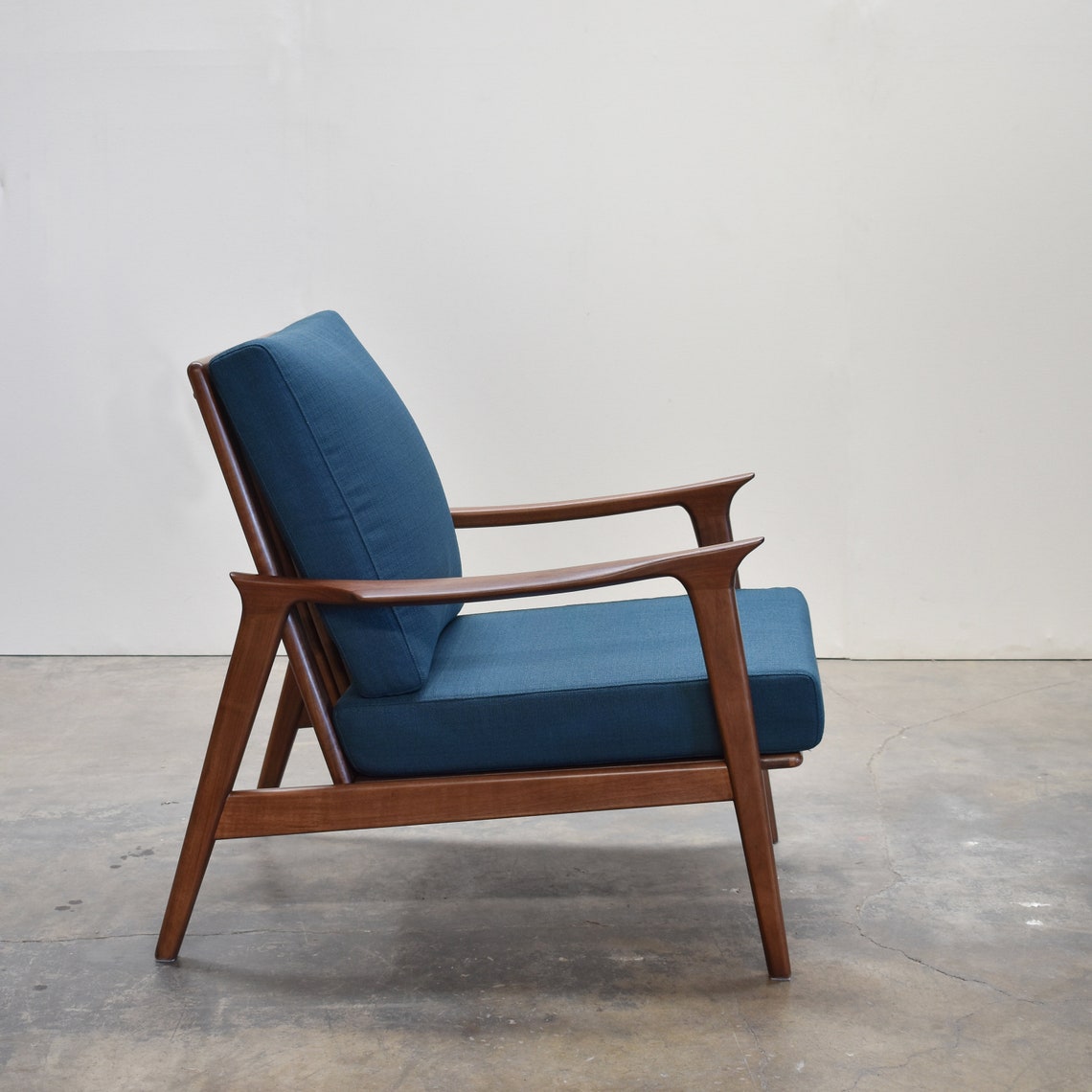 Rachael Mid Century Modern Chair in Walnut with Upholstered Etsy