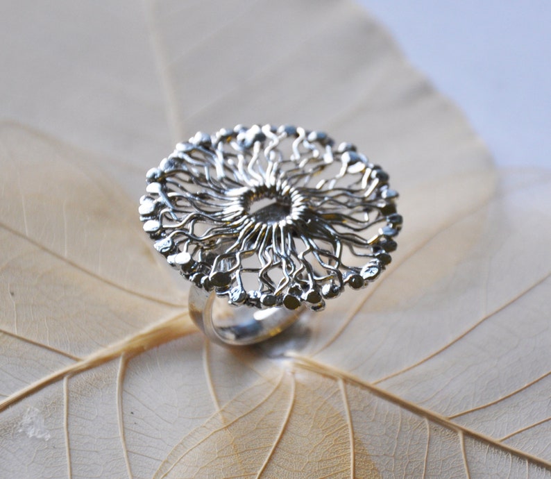 Ring as a sun 925 silver diameter approx. 3 cm beautifully shiny as a statement ring. Slow fashion and something very special. image 2