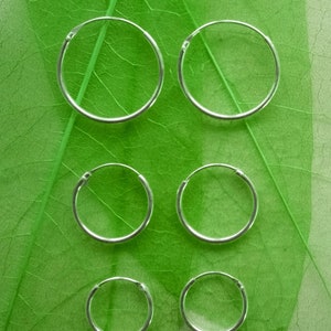 Hoop earrings 925 silver, simple and elegant, four sizes available, beautiful and discreet, can be combined in many ways