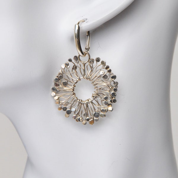 Hanging earrings small sun 925 silver, beautifully shiny, statement earrings, slow fashion and something very special, special earrings