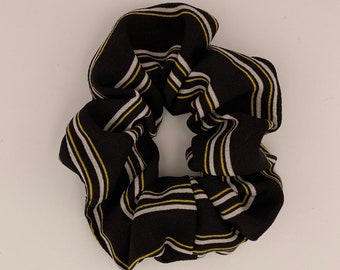 Mila Striped Stripe Black White Gold Yellow Scrunchie Scrunchy