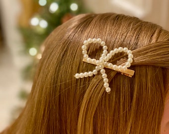 Pinza para el cabello con lazo de perlas, accesorio para el cabello de boda, accesorios para el cabello de graduación, pinza formal