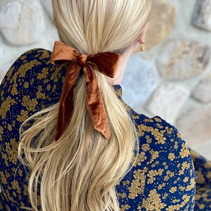 Gold Brown Bronze Velvet Scrunchie Scrunchy Hair Bow