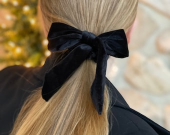 Lazos clásicos de terciopelo negro para el cabello, coletero, lazo para el cabello, accesorio para el cabello