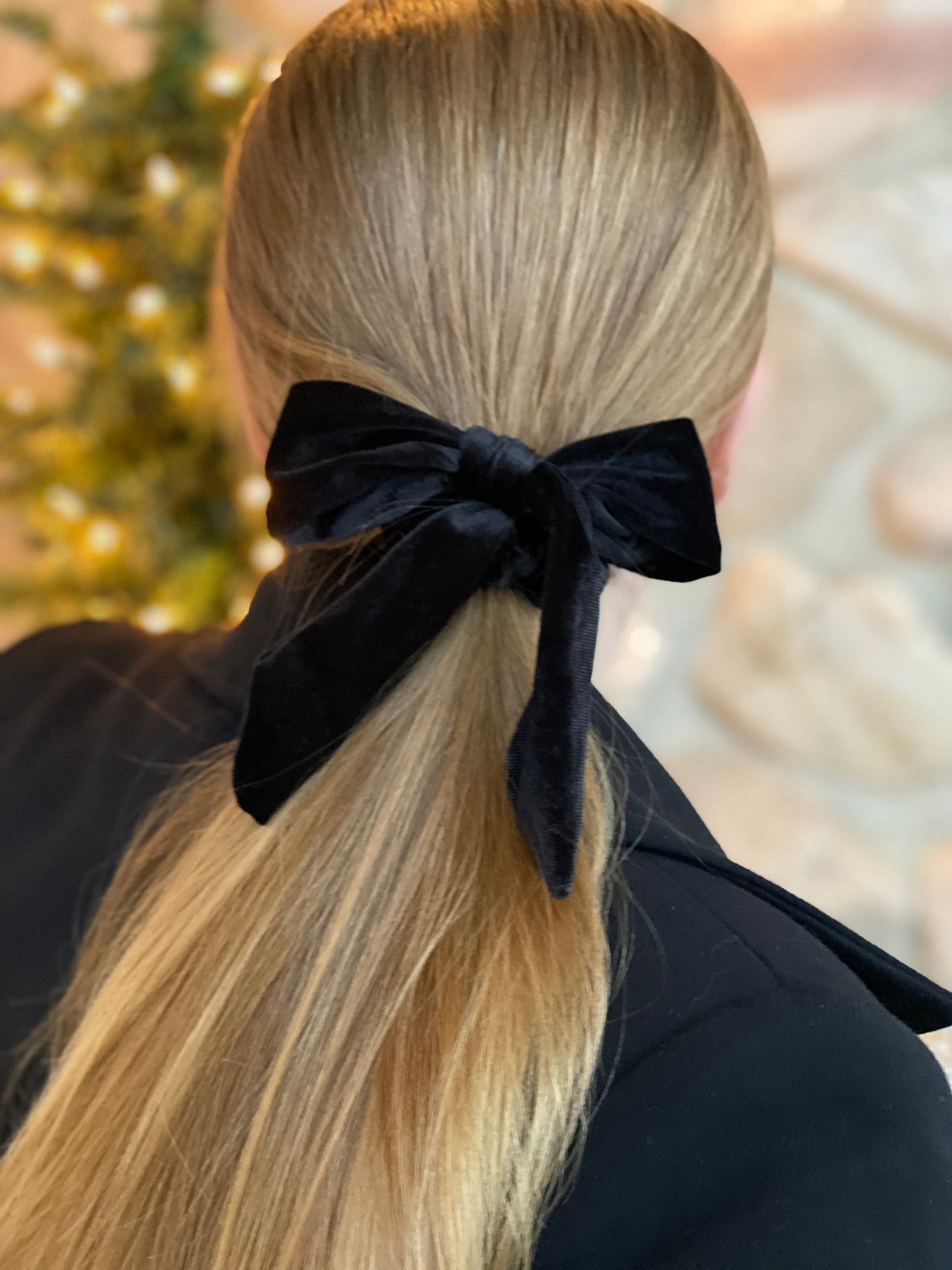 Lucky Brand Velvet Ribbon Bow Hair Tie Set in Black