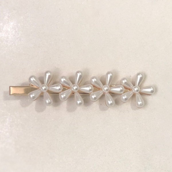 Perla Margarita flor Floral Clip Clips garra Pin pasadores Barette Barrette accesorios para el cabello de boda Prom Formal Barette