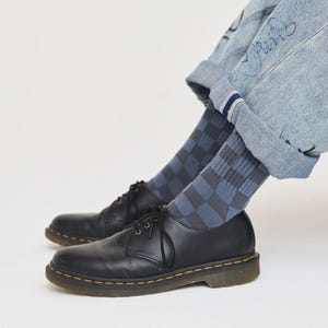 Tonal Checkered Crew Socks Casual Socks Skater Socks Unisex Fashion Statement Sock Trendy Streetwear Sock Comfortable Pattern Gift Fun Socks