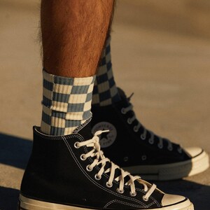 Weld Mfg Comfy Socks - Vintage Retro Checkerboard Socks - Earthy Colored Socks - Wholesale Blank Socks
