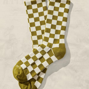 Weld Mfg Comfy Socks - Vintage Retro Checkerboard Socks - Earthy Colored Socks - Wholesale Blank Socks