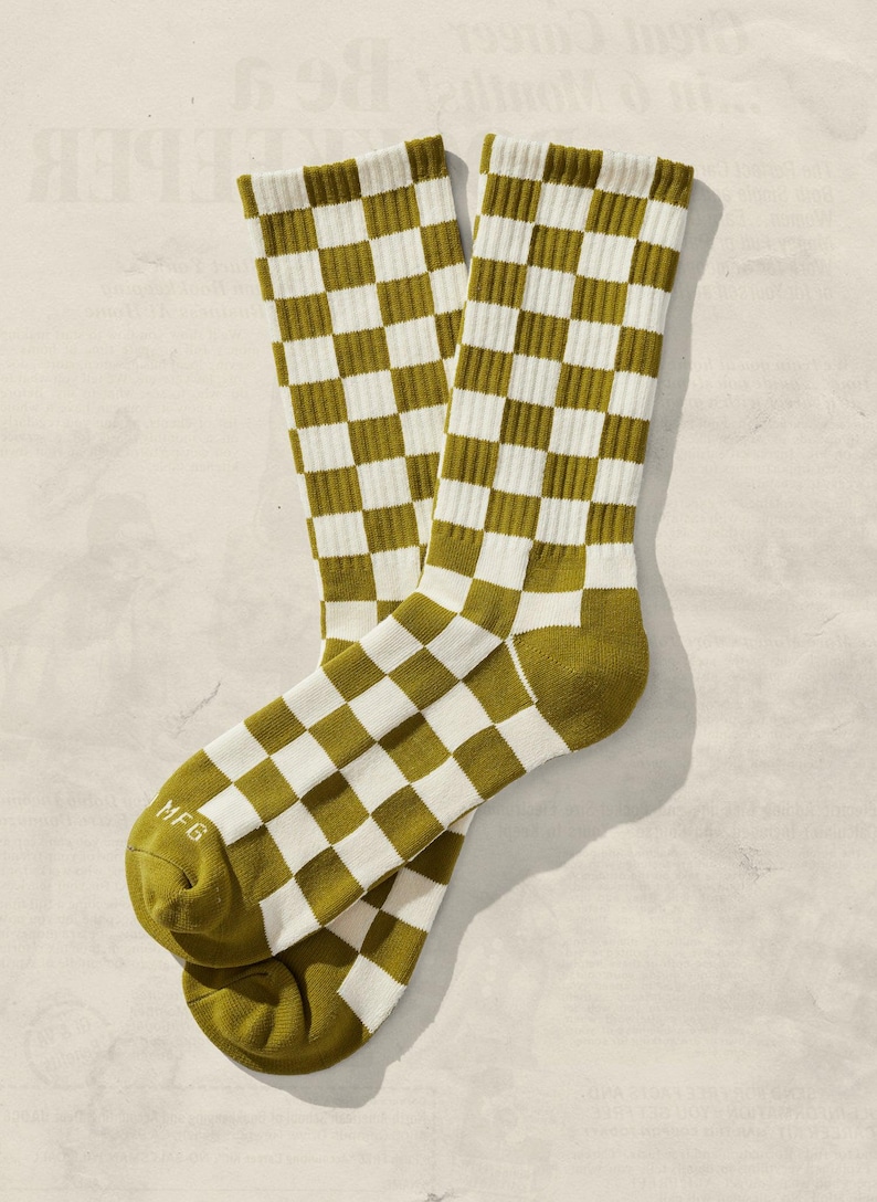 Weld Mfg Comfy Socks - Vintage Retro Checkerboard Socks - Earthy Colored Socks - Wholesale Blank Socks