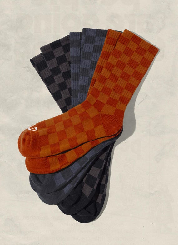 Tonal Checkered Crew Socks Casual Socks Skater Socks Unisex Fashion Statement Sock Trendy Streetwear Sock Comfortable Pattern Gift Fun Socks