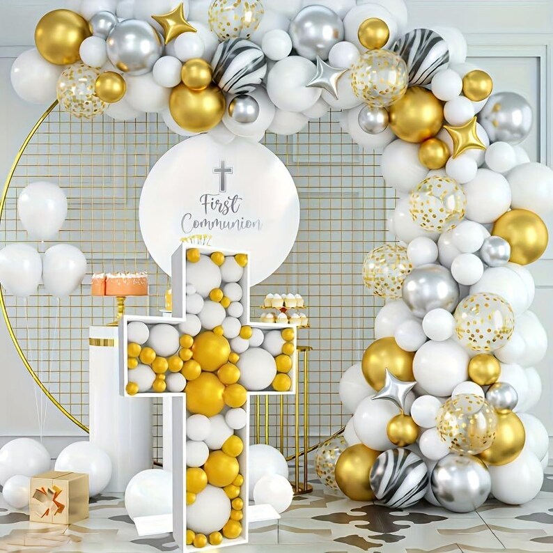 3FT Foamboard Cross Mosaic Balloon Frame Kit: Holy Communion, Baptism Decor image 4