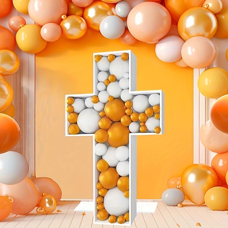 3FT Foamboard Cross Mosaic Balloon Frame Kit: Holy Communion, Baptism Decor image 8
