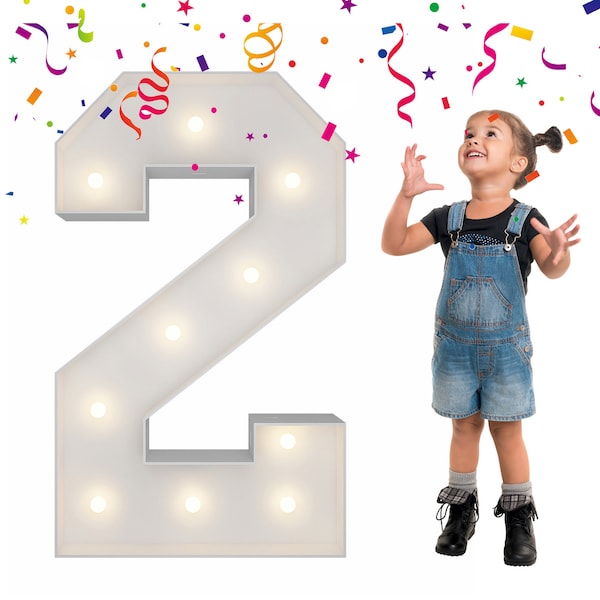 3FT DIY Marquee Light up Numbers (0-9) |  Foam Board Marquee Number Pre-Cut Frame Kit | Giant Numbers for Birthday Anniversary Decoration