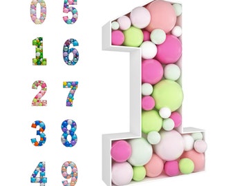 DIY Mosaic Balloon Number Frame - Number 0 to 9 - 3FT Tall - Thick Foam Board Pre-Cut Frame - Decoration Supplies for Birthdays Backdrop