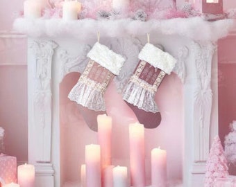 Christmas Stocking - Pink Nutcracker with lace