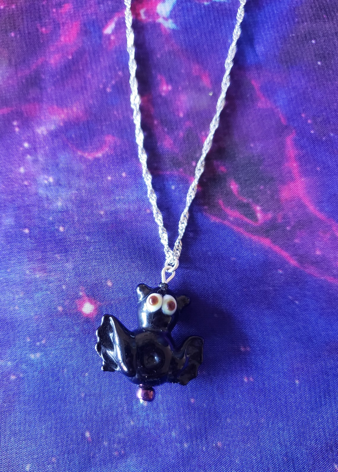 Blown Glass Bat Necklace Etsy