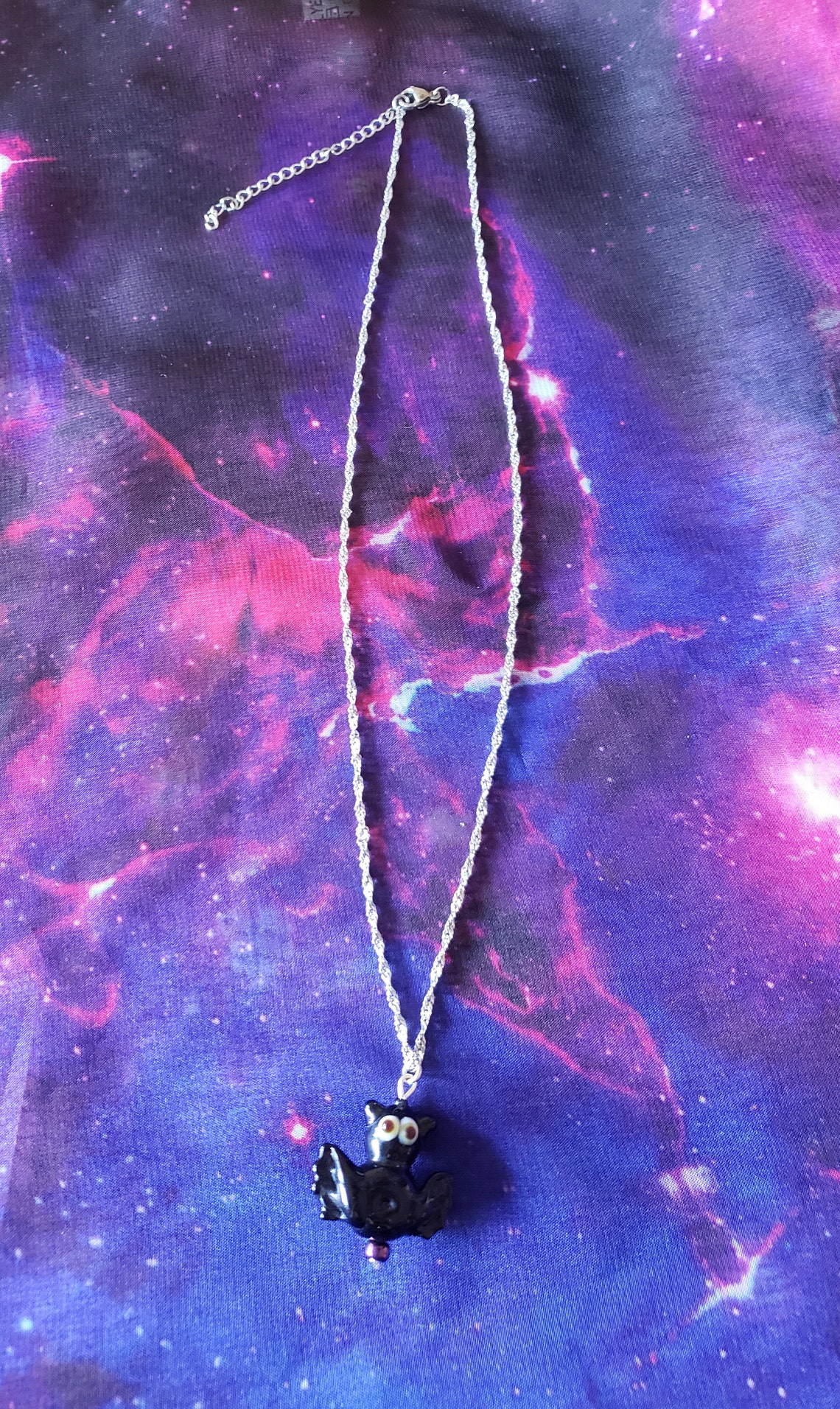 Blown Glass Bat Necklace Etsy