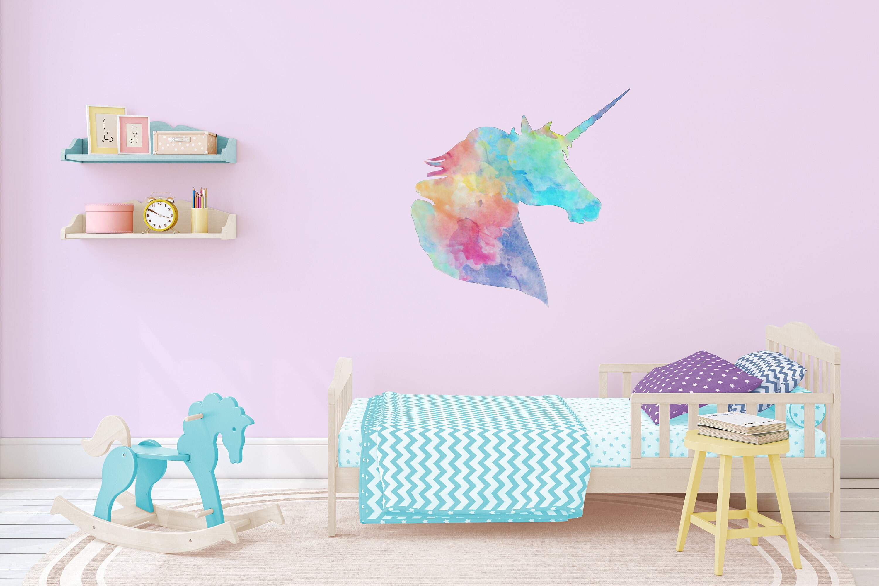 Rainbow Unicorn Wall Decor Unicorn Wall Stickers Wall Etsy