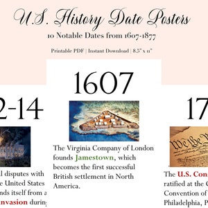 U.S. History Date Posters (1607-1877)