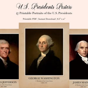 Pósteres con retratos de presidentes de Estados Unidos (versión 2025)