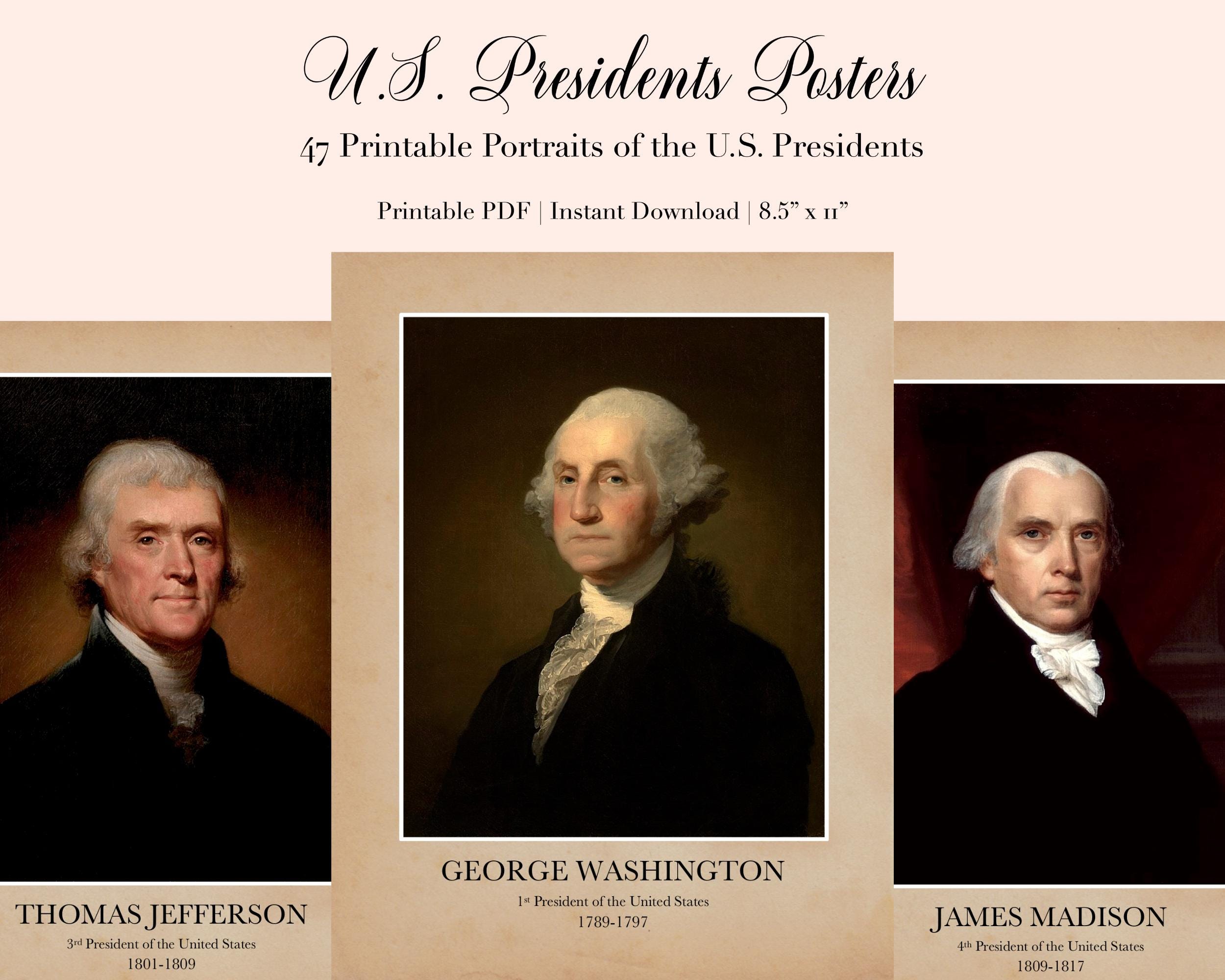 U.S. Presidents Portrait Posters (2025 Version) - Etsy