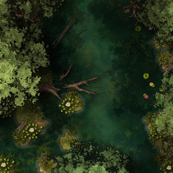RPG Battle Map Swamp Bog. Fantasy Role Playing Game, Instant Download. Gevechtskaarten. Compatibel met Roll20. Aanpassen!