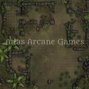 RPG Battle Map Dschungel Ruine. Fantasy Rollenspiel, Sofort Download. Ruinen Wald Uralt. Roll20 Kompatibel. Anpassen!