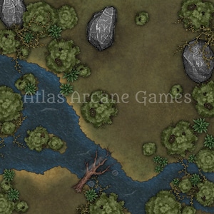 RPG Kampfkarte Wald Runensteine. Fantasy Rollenspiel, Sofort Download. River Crossing Magic Path. Roll20 Kompatibel. Anpassen!