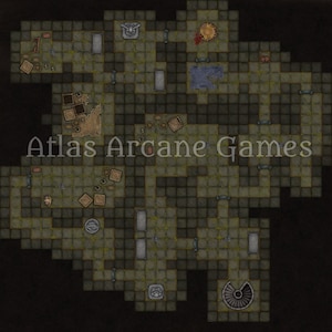 RPG Battle Map Dungeon Crypt Catacomb Tomb. Jogo de RPG de fantasia, download instantâneo. Castelo Subterrâneo Morto-Vivo. Compatível com Roll20.