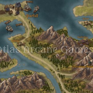 Conjunto MAP RPG FANTASY Personalize seu próprio conjunto de mapas do mundo. Jogo de RPG, download digital instantâneo. Personalize nomes de cidades e recursos adicionais!
