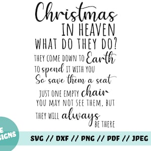 Navidad en el cielo, que hacen, bajan a la tierra a pasarla contigo, solo una silla vacía, svg, descarga digital, amor de invierno