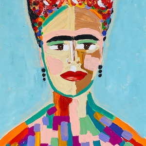 Frida Khalo floral art print, Mexican folk artist, Mexican art, Frida portrait, colorful, home decor, Spanish, picture