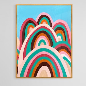 Rainbow mountains Peru, colorful mountains painting multicolor landscape Peruvian art gift for him. Gift for her Mother’s Day gift Christmas