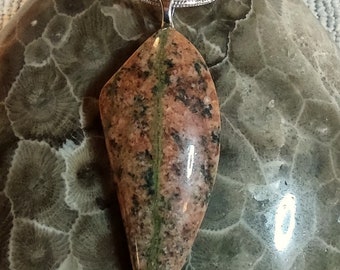 Delightful Unakite Pendant from Lake Michigan.