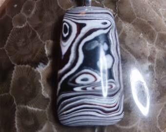 Beautiful Genuine Detroit Fordite Rectangular Shaped Pendant