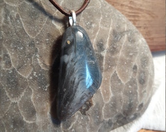 Pioneer Swirl Freeform pendant silver plated copper bail with Leather cord