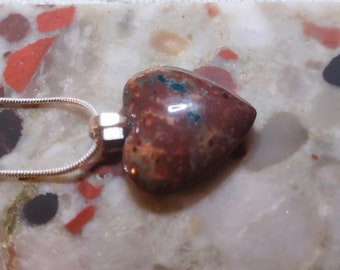 Chrysocolla Heart Shaped Pendant from Allouez Michigan. Beautiful and unique for anyone who loves Michigan stones!