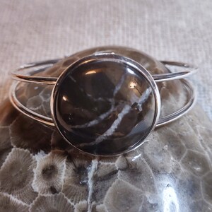 Exceptional Michigan Septarian "Lightning Stone" Bangle Bracelet.