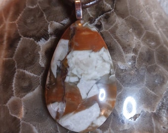 Uniquely colored Michigan Kona Dolomite Stromatolite Oval Shaped Pendant. Very Beautiful!