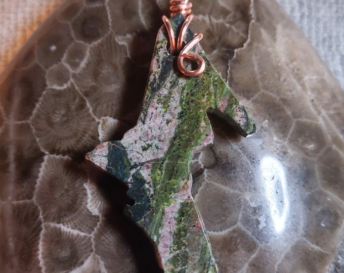 Featured listing image: NEW ITEM! Beautiful and Unique Upper Peninsula Michigan Epidote & Prehnite Holiday Ornament or Decor