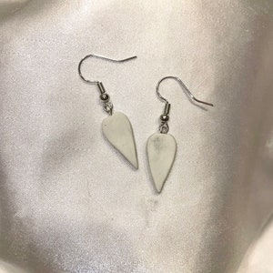 White Teardrop Polymer Clay Earring