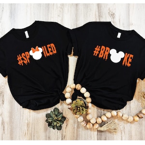 Spoiled Broke Disney Halloween Couple Shirts, Disney Halloween Broke Spoiled Shirts, Mickey Not So Scary Party Shirts, Halloween Disney Tees